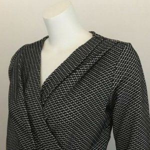 NY Collection Black White Faux Wrap Dress PM